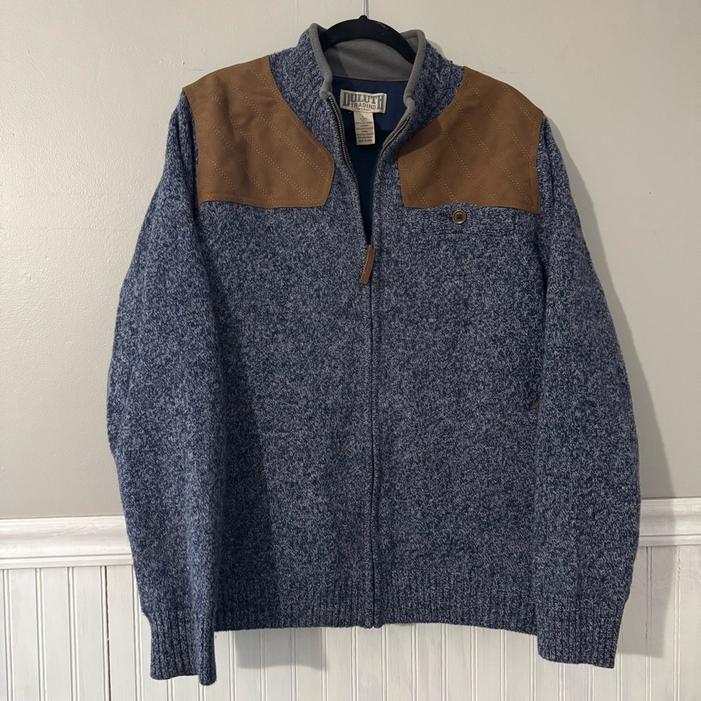 Duluth Trading Co Windproof Shooting Sweater Wool Jacket Men's Large Blue